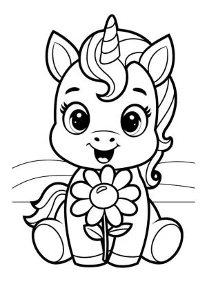 Unicorn Boyama Sayfası - Büyülü Tek Boynuzlu At Boyama